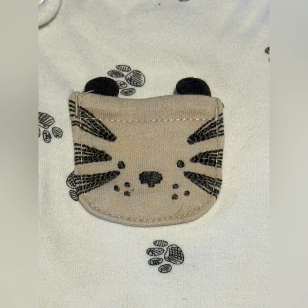 Like new Carters Unisex Baby Kitten Cat Footprint 2-Wat Zip Sleep & Play Pajamas